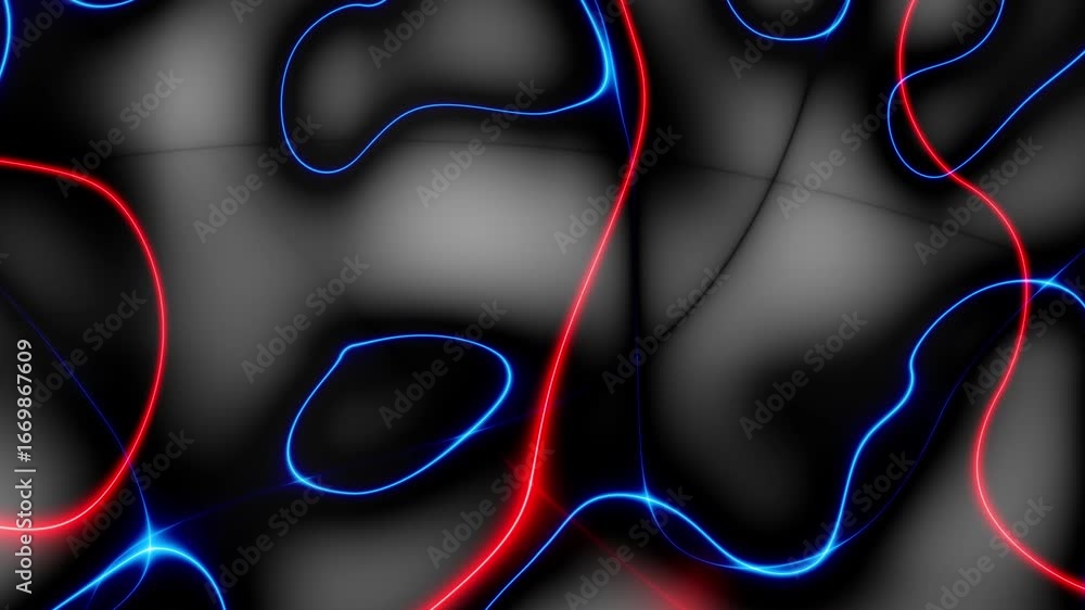 Poster cycled 3d animation. abstract background with ascending colorful neon lines, glowing trails. loop ne
