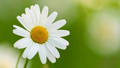 Fototapeta premium Single White Daisy Close Up Soft Focus Green Background.