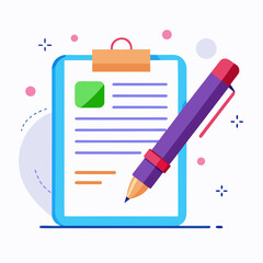 Colorful vector illustration of a business contract agreement