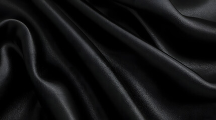Fototapeta premium Black Satin Fabric – Elegant Luxury Textile Waves Stock Photo