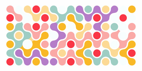 Abstract Geometric Pattern with Rounded Shapes and Circles in Pastel Colors