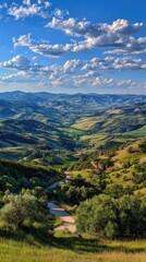 Fototapeta premium Mountain valley vista, winding road