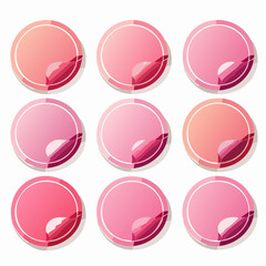 Set of a pink round stickers