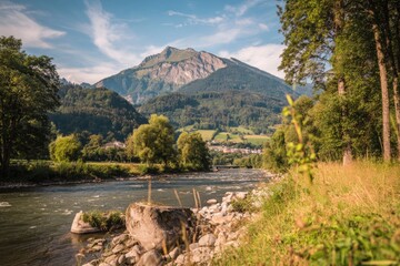 Mountain river valley scene