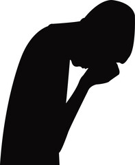 a sad boy head, silhouette vector