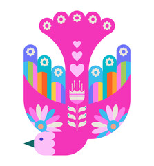 Pink Mexican Folk Bird Ornament