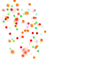 Colorful shiny glowing bokeh light overlay effect on transparent background design element