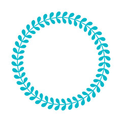 Blue Leaf Circular Wreath Frame
