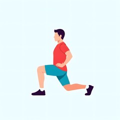 Fototapeta premium Illustration of a man performing a lunge exercise, demonstrating proper form and technique.
