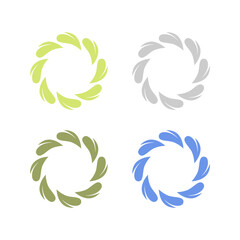 NATURAL PRODUCT LEAVES IN CIRCLE SIGN SYMBOL LOGO
