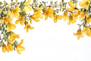 Lydian broom flowers illustration watercolor border.