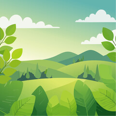 Obraz premium Illustration of Lush Green Foliage, Vibrant Nature Design, Isolated on White Background, Perfect for Eco-Friendly Projects.