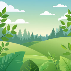 Obraz premium Illustration of Lush Green Leaves, Natural Elements, Isolated Design, Ideal for Eco-Friendly Themes.
