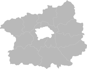 Central Bohemian Region, Czech Republic – administrative vector map with district boundaries (Krovak projection, PPT-compatible & fully editable)