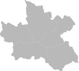 Hradec Kralove Region, Czech Republic &ndash; administrative vector map with district boundaries (Krovak projection, PPT-compatible & fully editable)