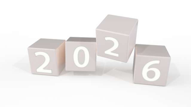 2026 Anniversary White Number Square Ceramic Block