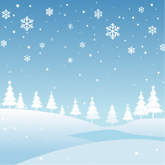 Blue Background with Delicate Snowflakes, Winter Wonderland Theme, Elegant and Minimalist Design.