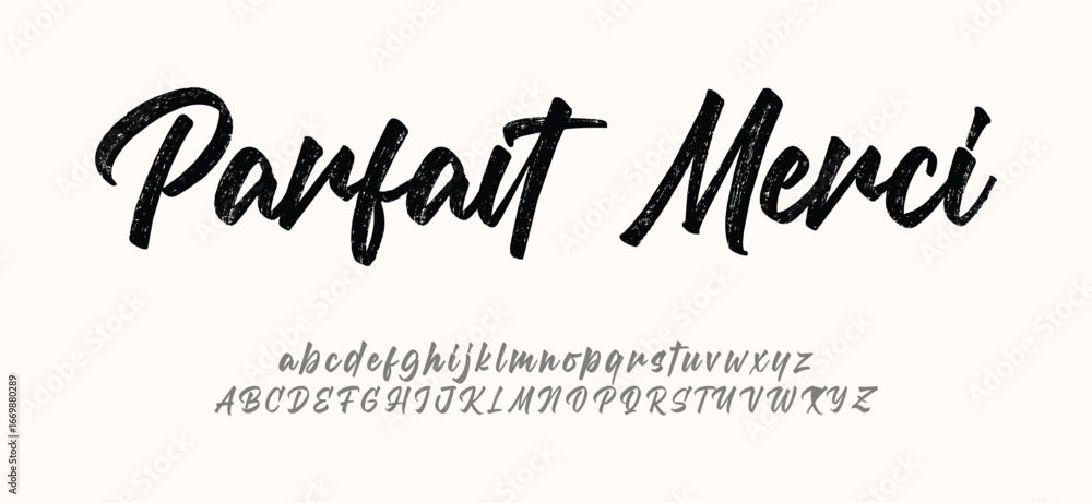 Fototapete parfact merci script elegant signature typeface. lettering signature font isolated on background. br