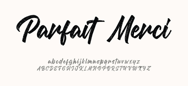 Parfact Merci Script Elegant Signature Typeface. Lettering signature font isolated on background. brush style alphabet. Vector logo letters.
