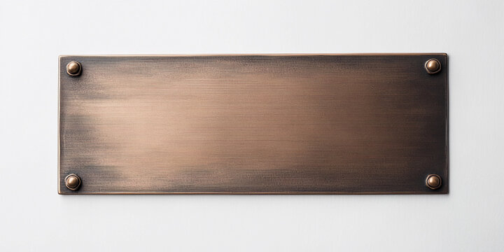 Empty bronze plaque mounted on a plain background Generative AI