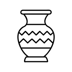 Outline drawing of decorative vase with zigzag pattern for home decor and flower arrangement art