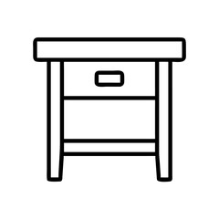 Outline drawing of a bedside table nightstand with drawer furniture home decor design simple style