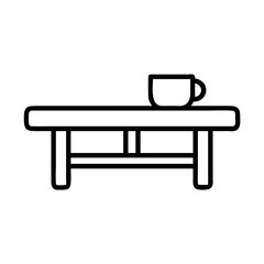 Minimalist coffee table with cup vector illustration for home decor and furniture design ideas