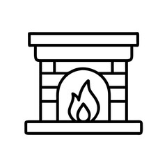Cozy fireplace icon vector design illustration for home heating and winter season warmth concept