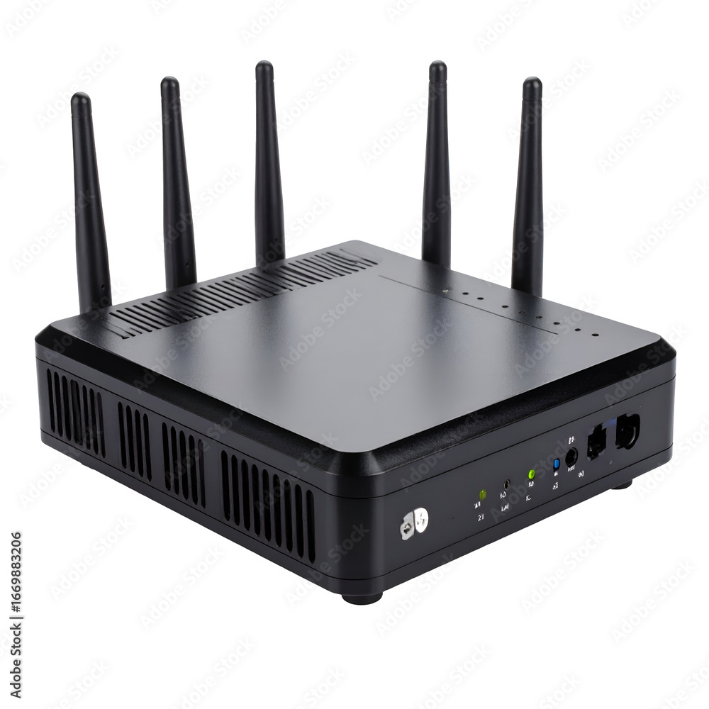 Poster modern wireless internet router for home or office connectivity high speed data transmission and net