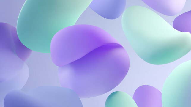 Fototapeta Abstract pastel 3D fluid gradient background with soft organic shapes