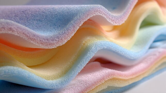 Layered pastel foam waves form an abstract, soft textured pattern