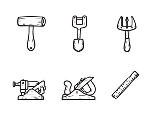 Old Wooden Utility Clear Vision Simple Line Drawing