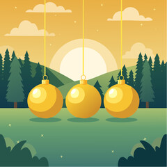 Three gold christmas balls