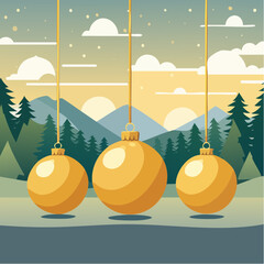 Three gold christmas balls