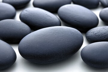 Close-up of smooth, dark gray stones (1)