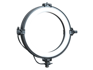 Circular, bright, continuous light ring.  Adjustable, studio quality lighting equipment