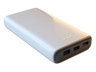 Portable external battery pack, white, rectangular