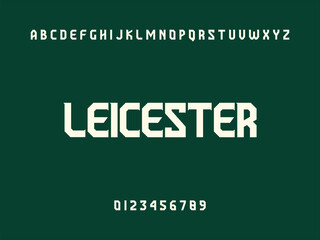 Leicester City Name Text, Alphabet, and Numerals Displayed on Dark Green Background