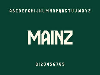 Mainz City Name Text, Alphabet, and Numerals Displayed on Dark Green Background