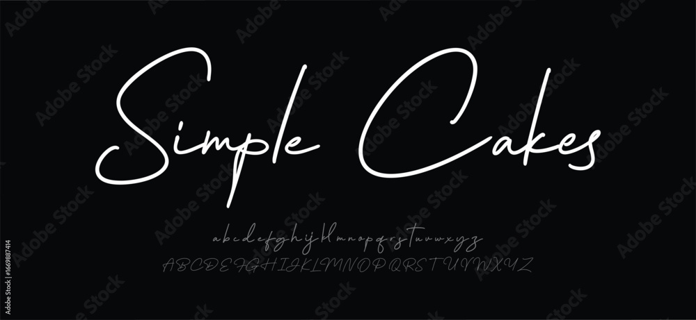 Fototapete smple cake script elegant signature typeface. lettering signature font isolated on background. brush