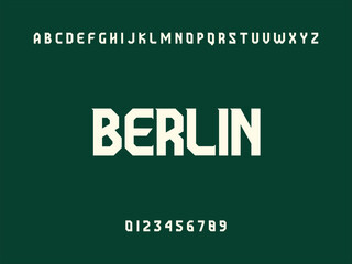 Berlin City Name Text, Alphabet, and Numerals Displayed on Dark Green Background