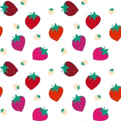 Summer colored strawberries repeatable pattern
