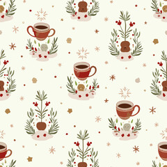 seamless pattern with coffee cups