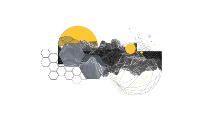 Abstract wireframe background. Modern science or technology art elements. Surface illustration.