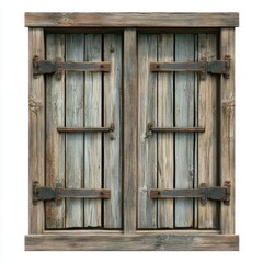 Aged wooden double window shutters