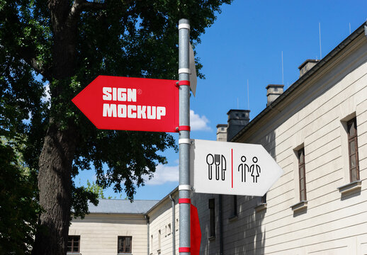 Metal Wayfinding Sign Mockup