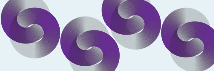 Modern abstract background. Glossy purple gradient circles. Minimalist geometric pattern. Simple graphic elements. Futuristic concept. Suitable for covers, posters, banners, and brochures, Eps 10.