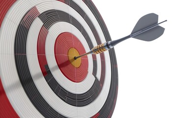 Bullseye:  Modern Dart Striking Red, White, and Black Target;  Success Concept.