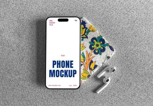 Laying on Colorful Stand Phone Mockup