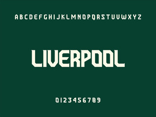 Liverpool City Name Text with Alphabet and Numbers on Dark Green Background